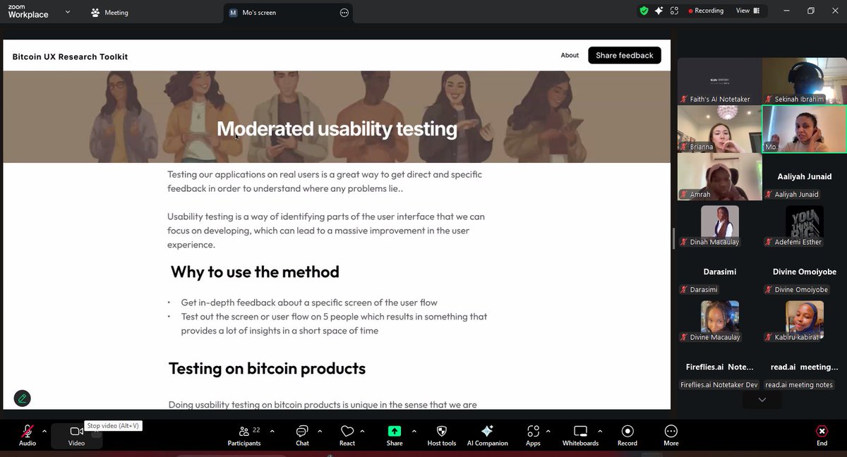 evento_so's tweet image. Day 3 of #hack4freedom! 🚀
@MouxDesign , Co-founder of @bitcoin_design, dropped serious knowledge on UX research & design.
Key takeaways: always understand user needs first!!!
She shared the Bitcoin UX Research Toolkit & Playbook to help build better products. #BitcoinDesign…
