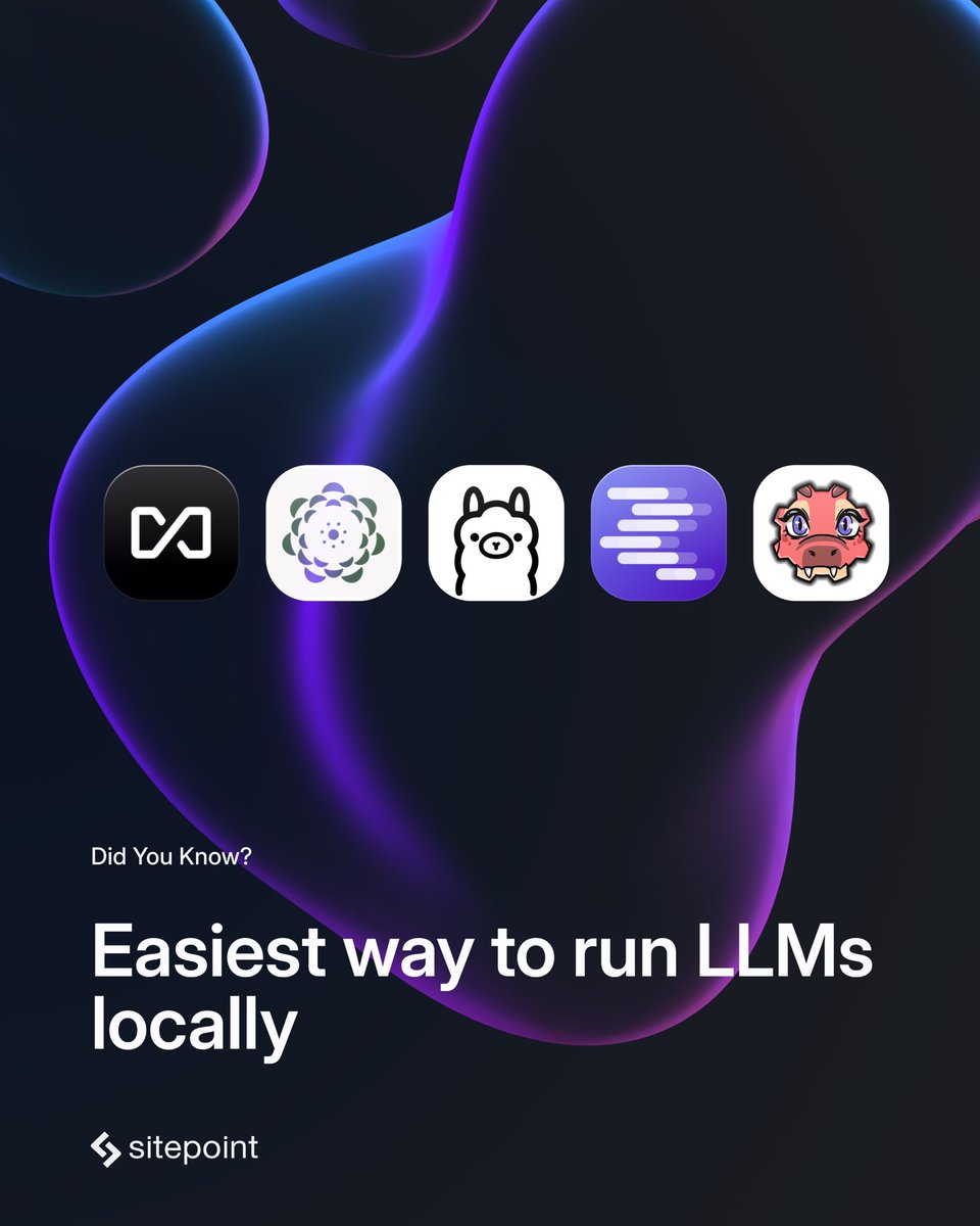 🚀 Run LLMs right on your laptop — no cloud, no complex setup.
✅ offline &amp; private
✅ save on APIs
✅ test &amp; fine-tune locally
✅ pick models for your hardware

👉 Details and practical tips here: sitepoint.com/easily-run-llm…

#AI #LLM #DevTools #SitePoint