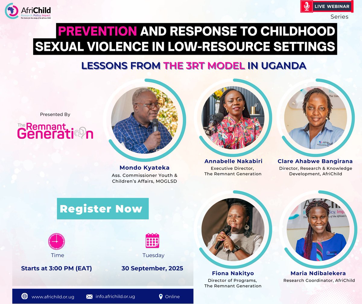 Join our next webinar episode as experts, researchers, and practitioners share practical solutions to childhood sexual violence. 
Register here 👉 shorturl.at/SWpbL