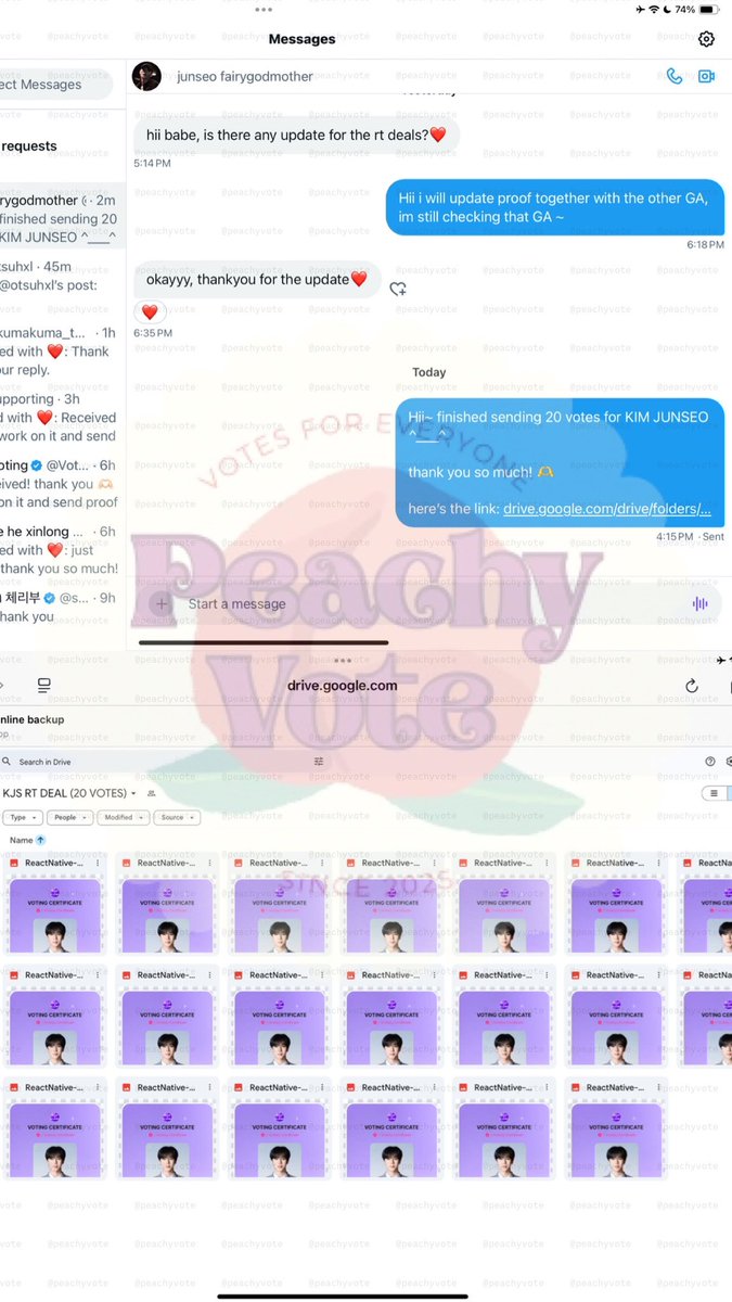 peachyvote's tweet photo. RT deals for KIMJUNSEO — 20 votes completed ✅💌

Thank you for the smooth trade, proof attached below ⸝⸝♡

Always open for more safe bns, feel free to dm me ✧

#peachyvtproof https://t.co/YQ2uFeuHBV