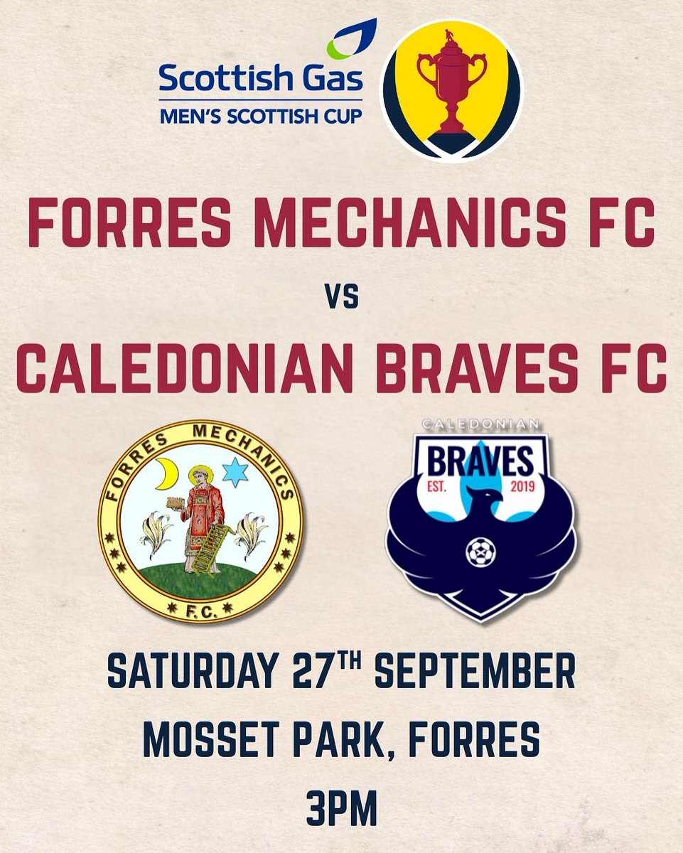 ⏭️ 𝙉𝙀𝙓𝙏 𝙐𝙋

It’s the one everyone marks in their diaries… the <a href="/ScottishCup/">Scottish Gas Scottish Cup</a> 1st Round 🏆

Join us at Mosset Park this Saturday as we take on Lowland League outfit <a href="/TheBravesFC/">Caledonian Braves</a> in a battle to progress to the next round! 

Tickets 👉 app.fanbaseclub.com/Fan/Tickets/Se…

#monthecans