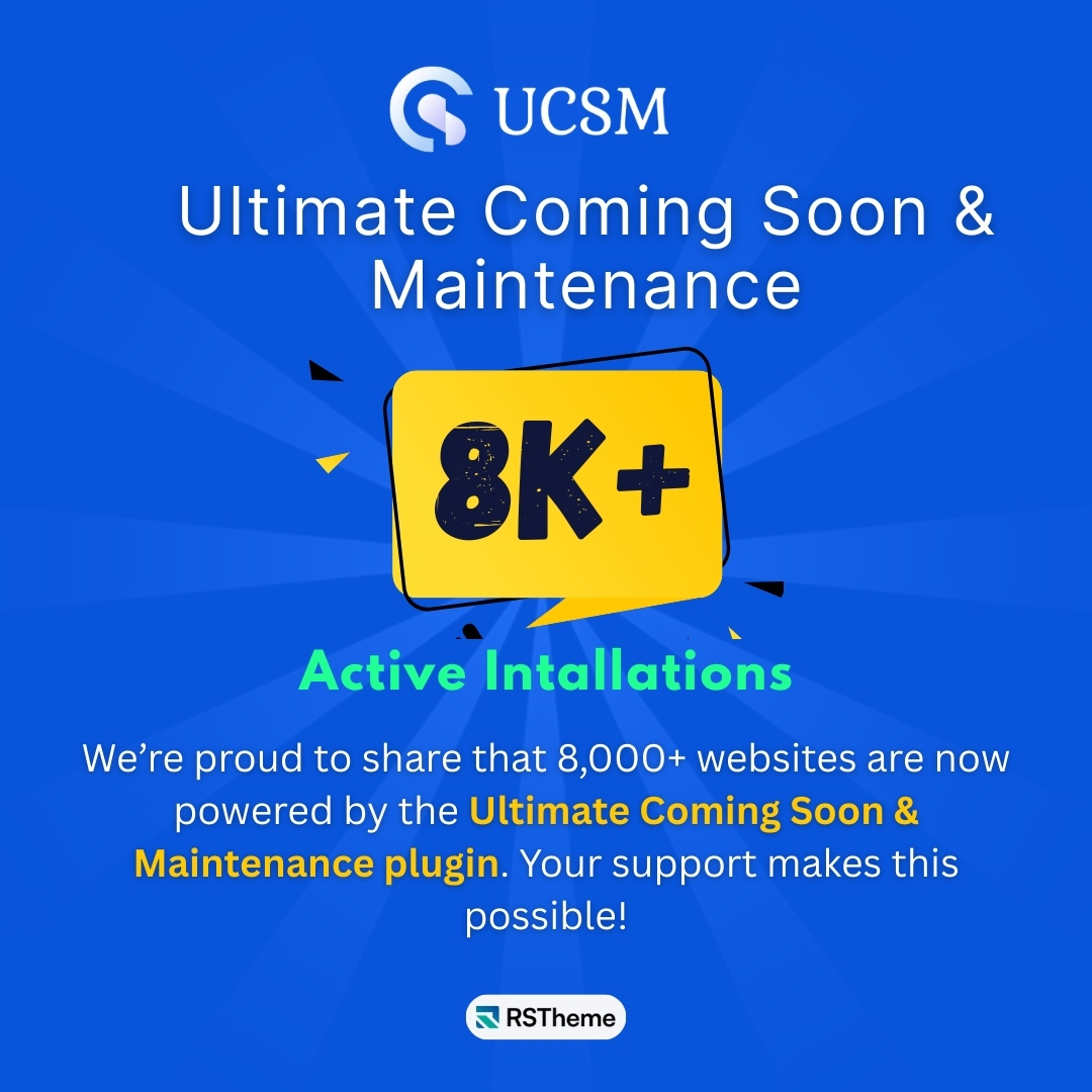 rs_theme's tweet image. 🎉 8,000+ Websites Trust Us! 🚀
The Ultimate Coming Soon & Maintenance plugin helps you keep your site professional while you build or update.
✨ Easy setup
✨ Stylish coming soon pages
✨ Smooth maintenance mode
👉 Get it free: wordpress.org/plugins/ultima…
#ComingSoon #RSTheme