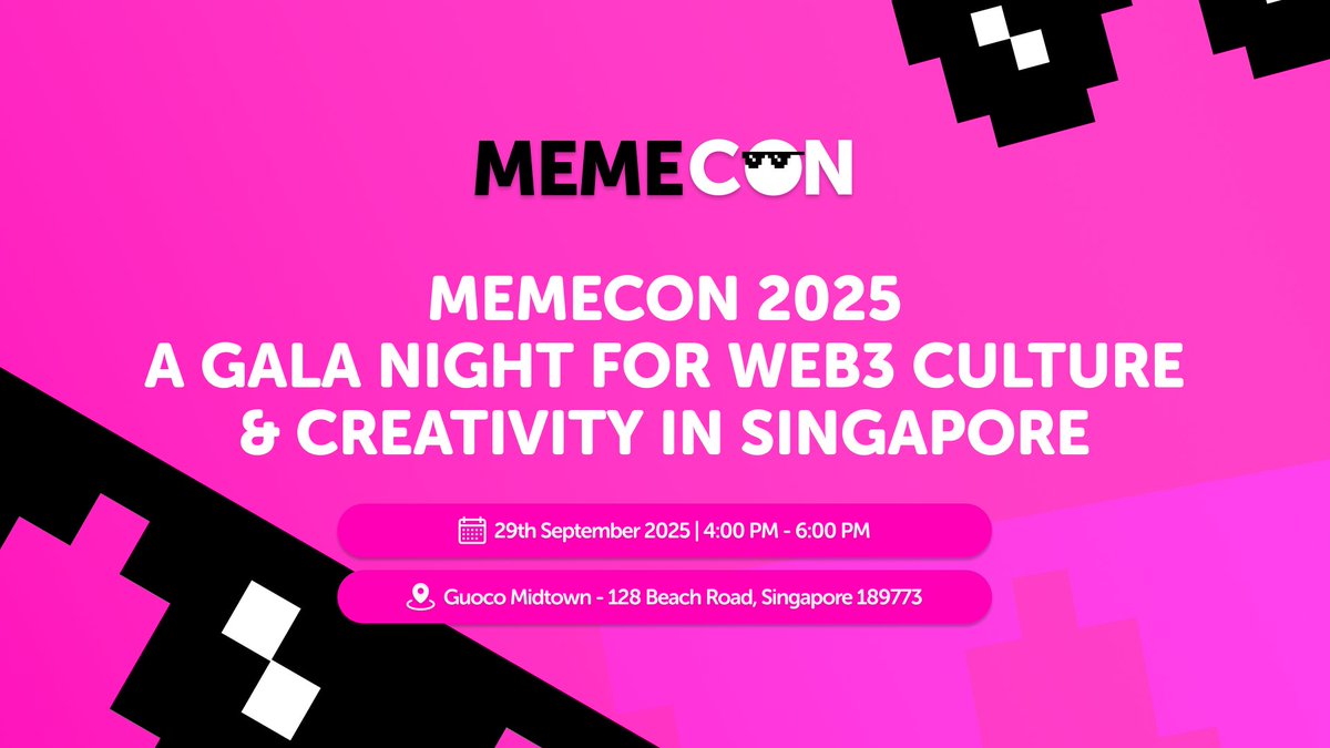 CoinTopper's tweet image. We're happy to announce that CoinTopper is an official media partner for MemeCon: Web3 Culture &amp;amp; Creativity Event

Event details:

September 29, 2025 4:00 PM - 6:00 PM