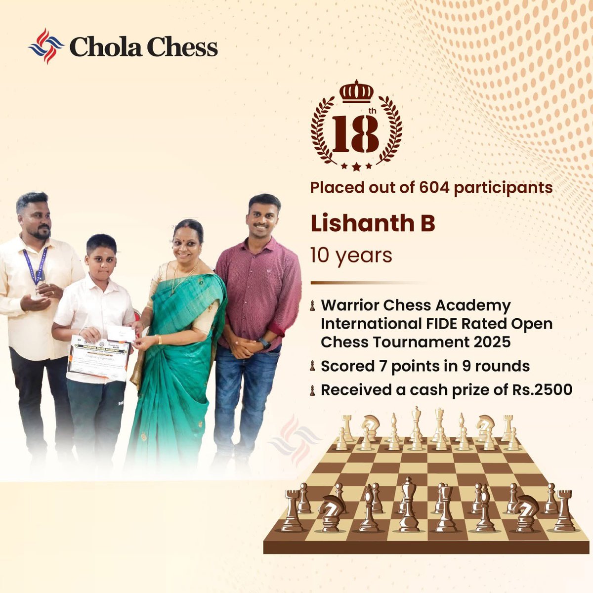 CholaChess's tweet image. In chess, the battle often begins in the center.
Controlling those key squares gives you power, flexibility, and the upper hand. 

A timeless reminder that strategy starts from the heart of the board.

#CholaChess #CSRinitiative #FutureGrandmaster #MakeEveryMoveCount #ChessWisdom…