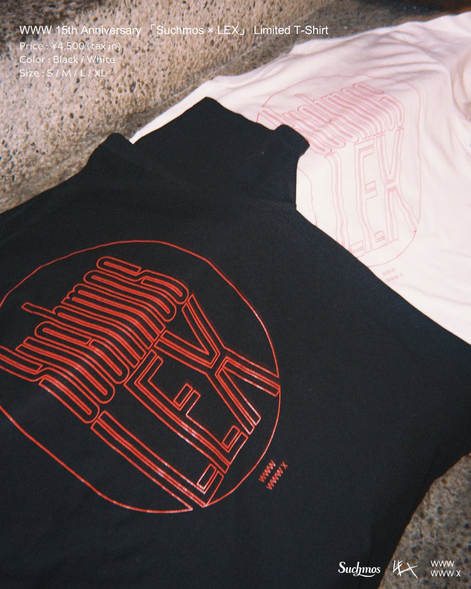 《X / 明日開催》
WWW 15th Anniversary 「Suchmos × LEX」 Limited T-Shirt
🛒数量限定で販売決定🎁

■現地販売
事前物販 : 17:00-18:00 (公演チケットお持ちの方のみ）
※開場後もご購入いただけます。

■オンライン販売開始：9/25(木)18:00～
🔗 spaceshowerstore.com/shop/900085

Design : Takahiro