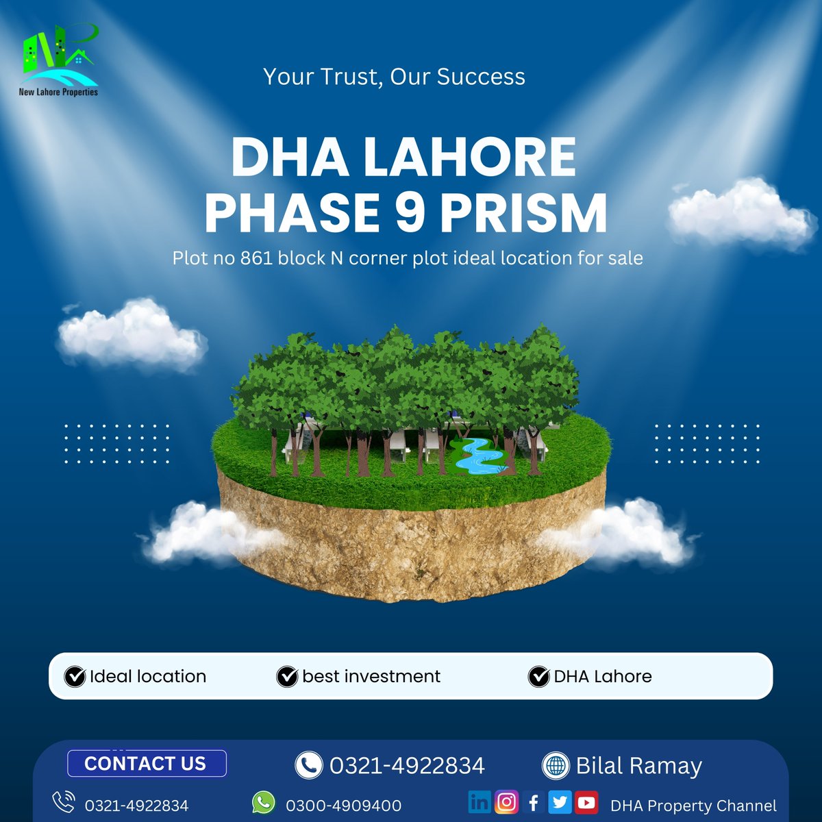 newlahore_NLP's tweet image. 🏡 DHA Lahore Phase 9 Prism – Corner Plot for Sale
📍 Block N | Plot No. 861
✨ Ideal Location | Best Investment Opportunity
💰 Secure your future with a premium plot in DHA Lahore’s most demanded phase!
📞 Contact: 0321-4922834 | 0300-4909400
#DHALahore #Phase9Prism #CornerPlot