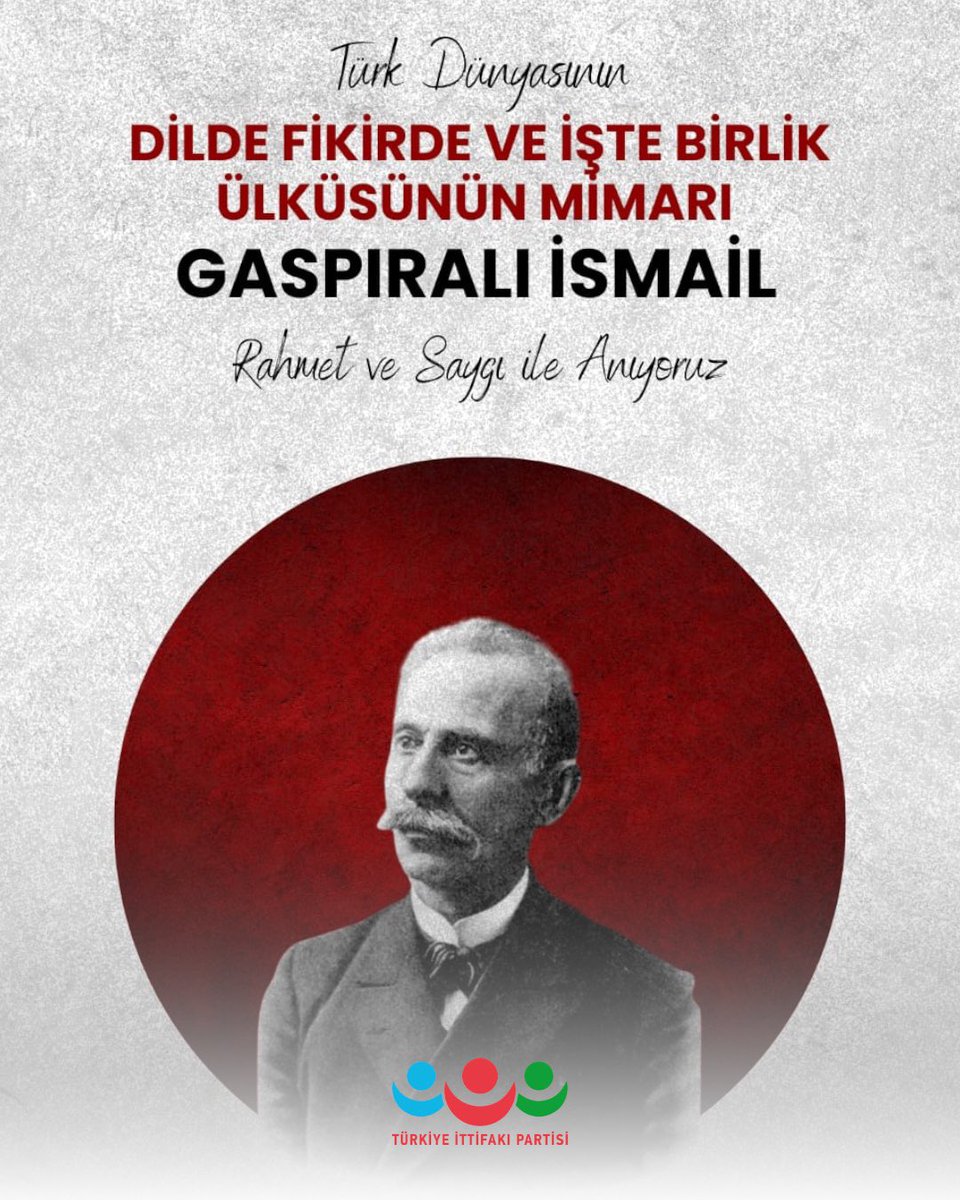 Türk milletinin ortak kimliğine ışık tutan, eğitim ve basın alanında öncülük eden İsmail Gaspıralı’yı vefat yıl dönümünde saygıyla yad ediyoruz.