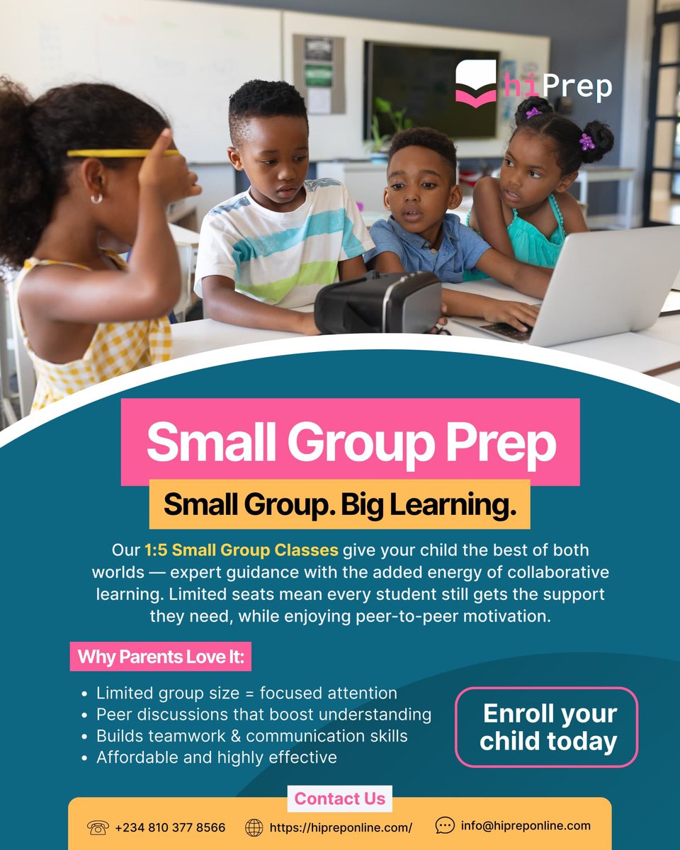HiprepOnline's tweet image. Small Group. Big Learning!
Seats are limited, give your child the advantage today!
If you’re interested in an after school Prep aimed at building your child’s critical thinking skills:
✅ Comment the word “IN”👇🏾
✅ Send us a DM “Prep”
#hiprep #studyroutine