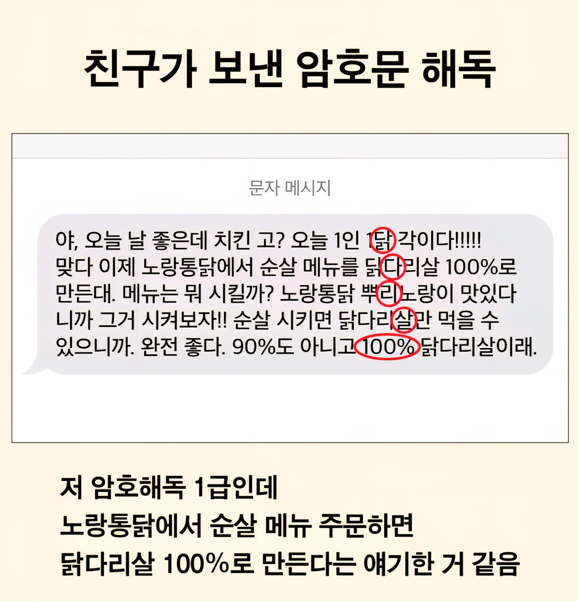 [🍗치킨 증정 #이벤트 ] 팔로우 필수✅⠀
🕵️친구가 보낸 암호문 해독💛
#팔로우 + #RT = 🎁#노랑통닭 2만원 상품권(3명)

💡친구가 보낸 문자 속에서 노랑통닭의 새로운 소식을 #인용RT 로 맞히면 당첨 확률🆙🆙
*힌트: 순살 메뉴 주문 시 OOOO 100%