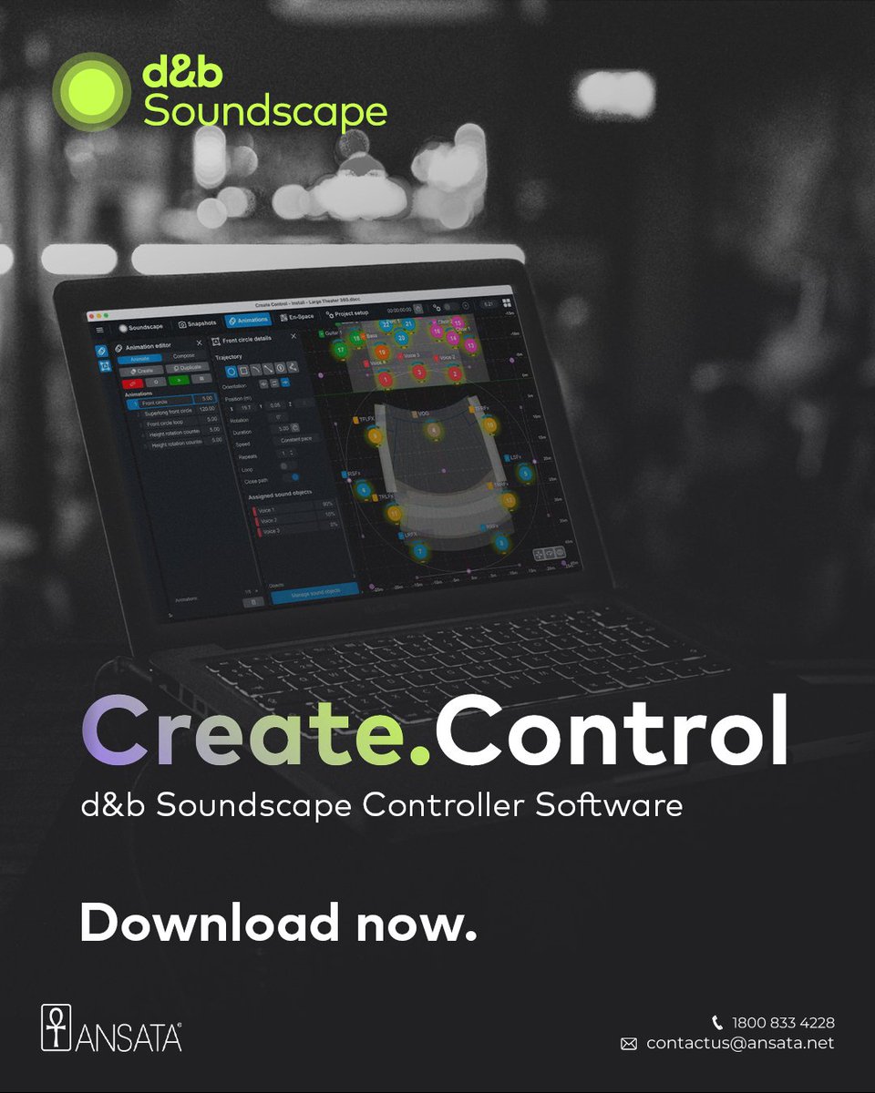 AnsataProAudio's tweet image. It’s here. It’s free. And it&apos;s for you 🫵

Create.Control is our new, stand-alone #dbSoundscape interface that’s about to push the door to immersive sound wide open.

Download 🔗 shorturl.at/RtcTy

Contact us at:

📞1800 833 4228
📩livesound@ansata.net

#dbaudio #SLSeries