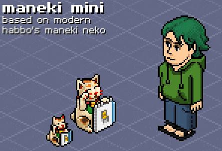 Wanted to post the animated version, but X refuses.
Here's a small furni made for fun, and also because i love maneki nekos!

#habbo | #HabboOrigins