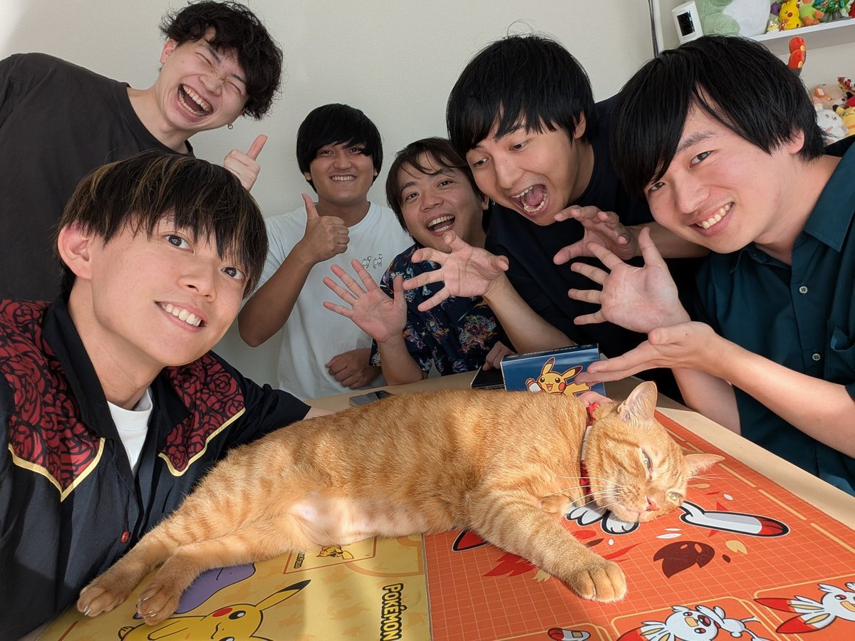 ポケカの動画撮るぞ！ってタイミングで乱入者が現れ撮影中断になったときのオフショット📸