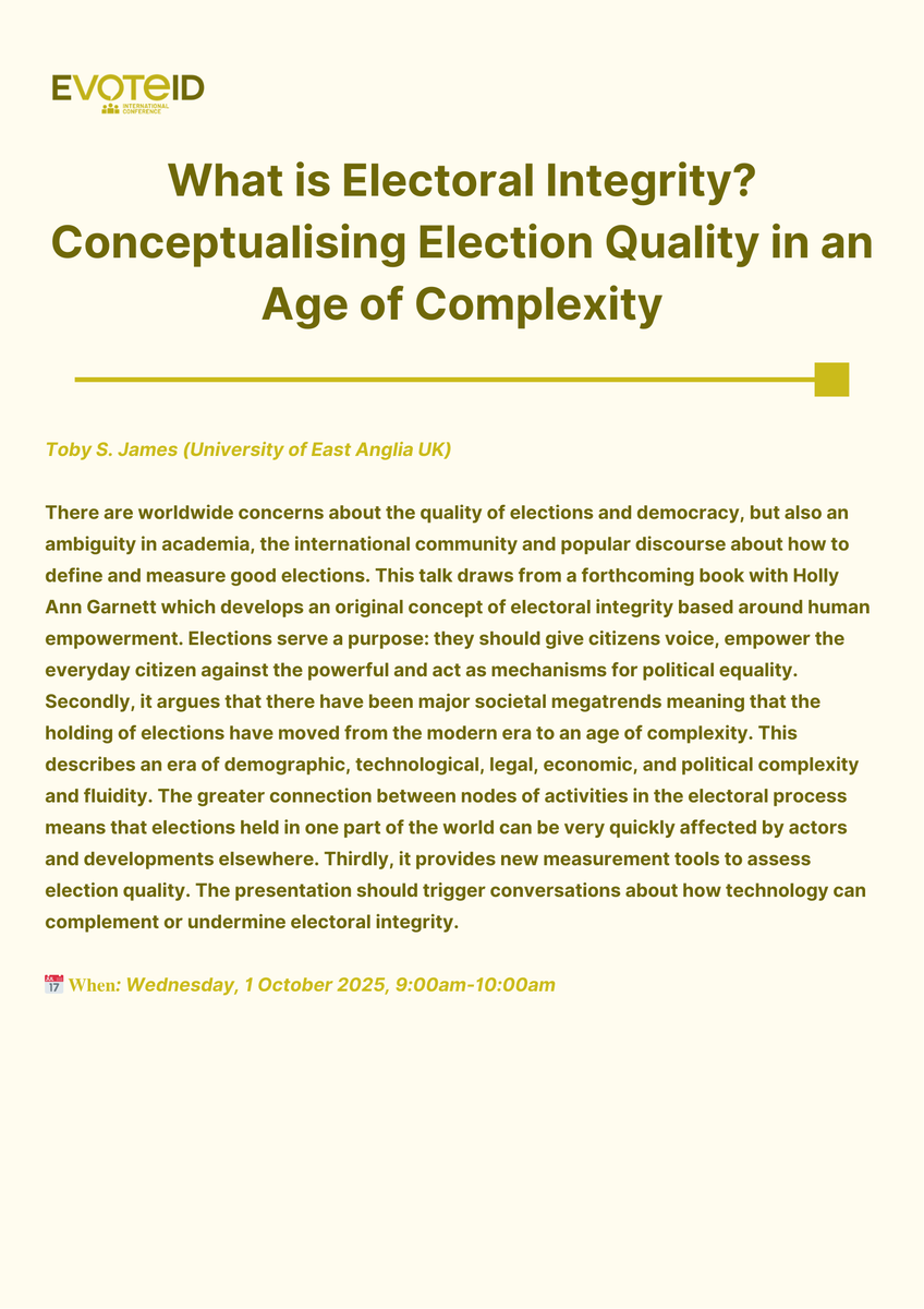 EVoteID's tweet photo. ⏳ Just 1 week to go until #EvoteID25 begins in Nancy!
We’re delighted to share the titles and abstracts of this year’s keynotes - get a glimpse of what’s ahead!
🔗 https://t.co/9nv2EYMuRZ

#EVoting #DigitalDemocracy #CyberSecurity https://t.co/15GWyRKxXb