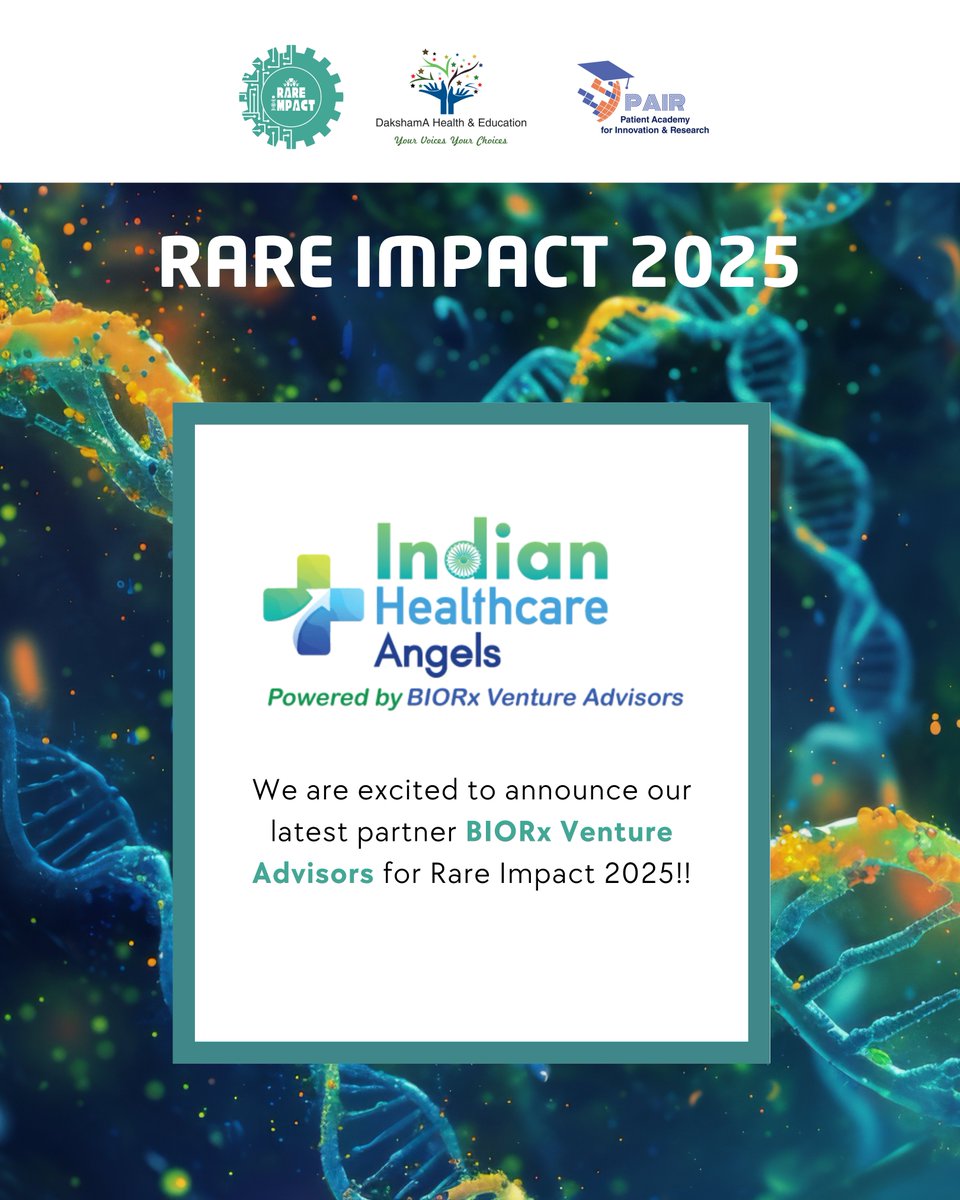 🚀 Exciting News from Rare Impact 2025!
We are thrilled to welcome BIORx Venture Advisors, through their initiative Indian Healthcare Angels, as our latest partner in driving innovation, advocacy, and impact in the rare disease ecosystem. Register now:
dakshamahealth.org/Hackathon.html
