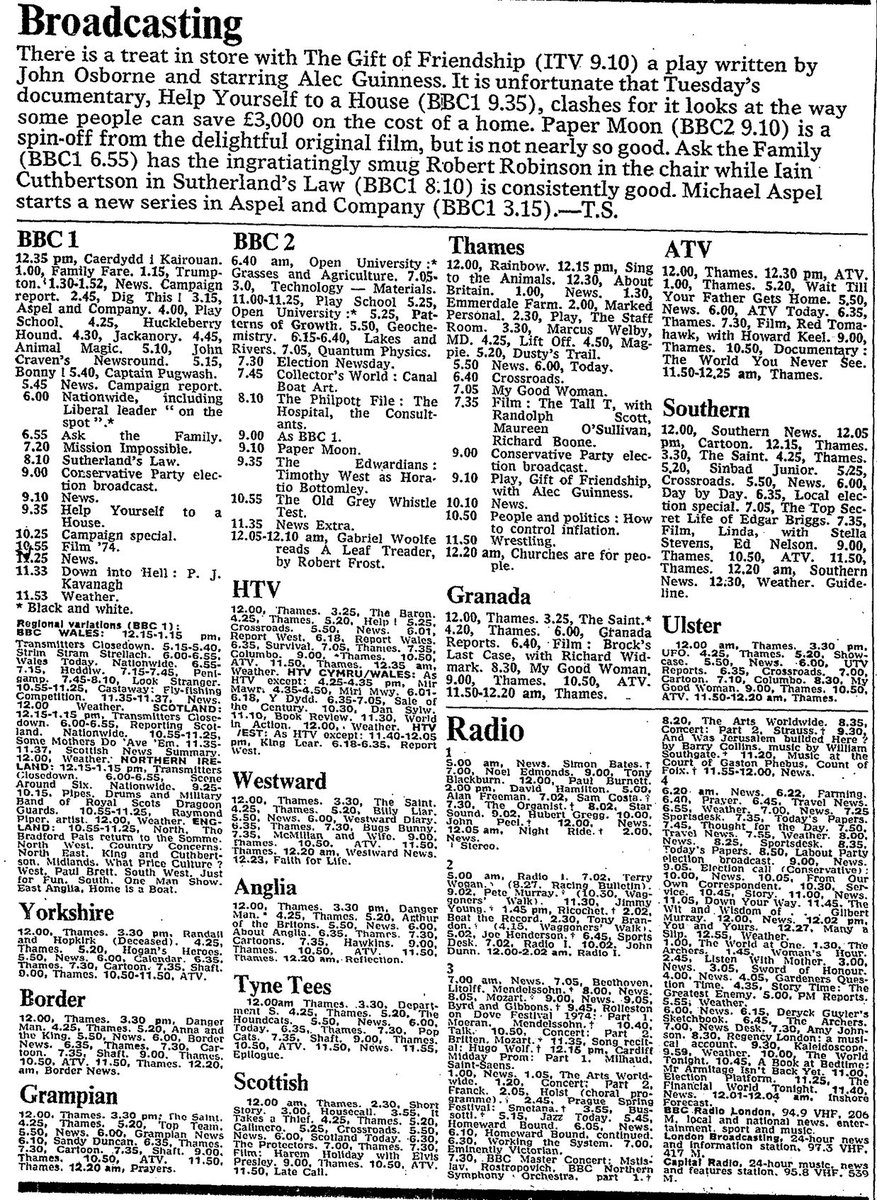 24th September 1974:

13:30 Emmerdale Farm (ITV)
ok.ru/video/10385937…

Nay, Nay, Nay Mr Wilkes.