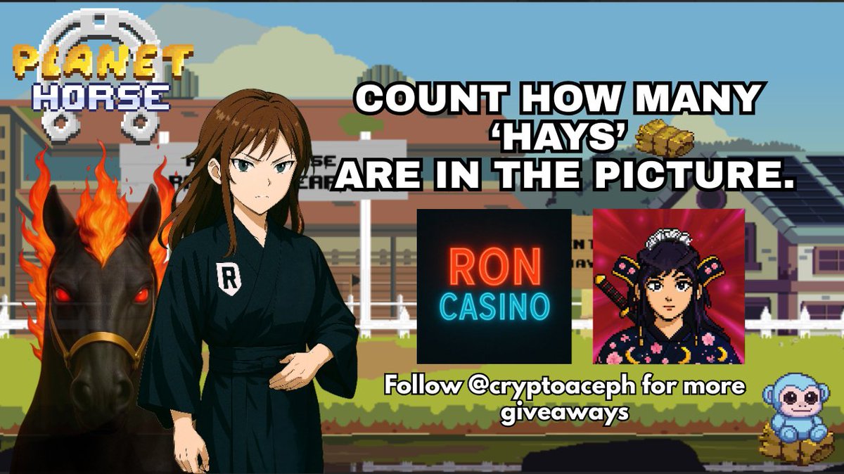 🌾 Another day, another game! 🐎

👉 Count how many “Hays” are in this photo:
x.com/cryptoaceph/st…

🎁 Reward: 1 @roncasino_  NFT 🎰✨

✅ To make your entry valid:
1️⃣ Like ❤️, Comment 💬, Retweet 🔁 &amp; Bookmark 📌 both this post and the original one:
x.com/cryptoaceph/st…
2️⃣