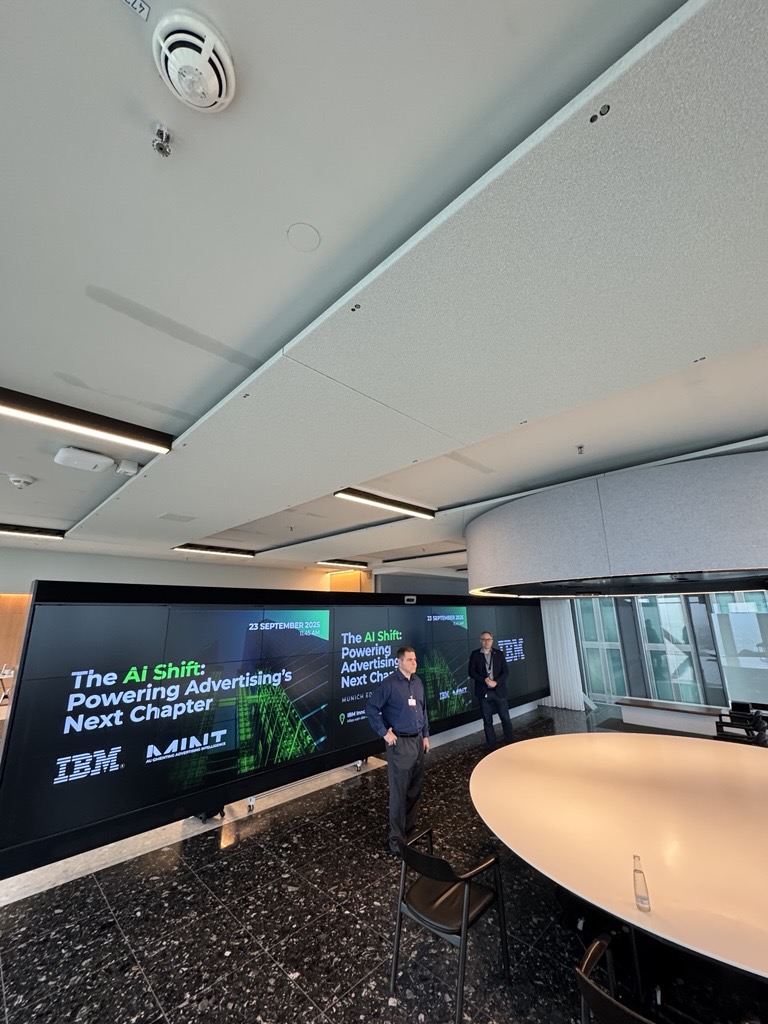 The AI Shift has landed in Munich!

At the IBM Innovation Studio, we explored how advertising is crossing a threshold: from human-led, AI-assisted 👉 to human-led, agent-operated. 

A special thank you to <a href="/IBM/">IBM</a> , Mark Osborn, and Mark Polyak for leading these conversations!
