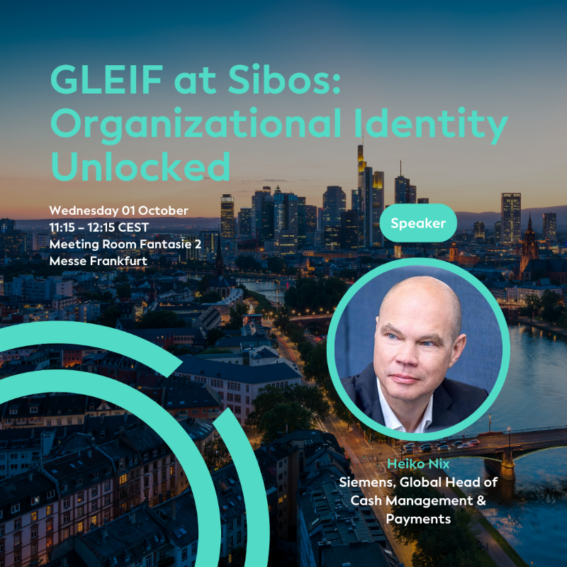 GLEIF's tweet photo. ICYMI: GLEIF’s side event at @Sibos 2025 brings together global voices on trust & digital identity.
Hear from GLEIF, with @FinStbBoard, @finternet_org, Finternet Labs, @FNALab, @Siemens, and @Chainlink.
📅 1 Oct | Seats limited 👇