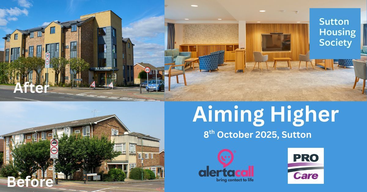 Alertacall's tweet image. 📢Two weeks to go until &apos;Aiming Higher&apos; with @SuttonHSociety

🏠Discover new rooftop homes - delivering desirable #UKHousing for #SeniorLiving &amp;amp; latest innovations, such as Alertacall&apos;s #HousingTechnology

📅8th October
📍Sutton
🎫buff.ly/FFMEvc6

#SocialHousing