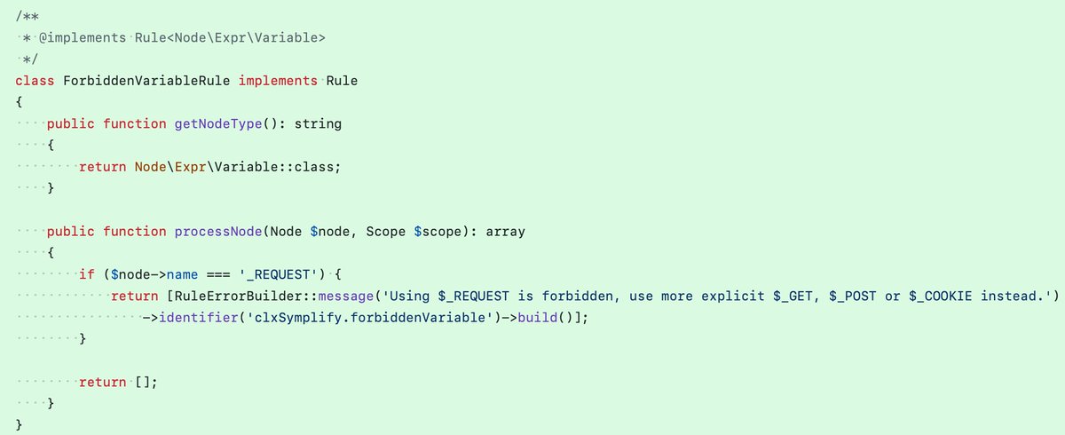 markusstaab's tweet image. sometimes the very simple #phpstan rules are the ones which make your code readable and easy to reason about.