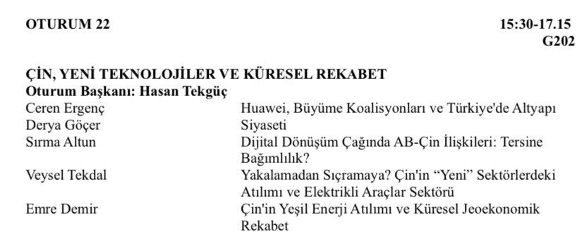 Bugün, Türk Sosyal Bilimler Derneği’nin düzenlediği 18. Ulusal Sosyal Bilimler Kongresi’nde <a href="/Sirmaaltun1/">Dr. Sirma Altun</a>, <a href="/CerenJilan/">Ceren 吉兰 Ergenc</a>, <a href="/deryagocer/">derya göçer</a> ve Veysel Tekdal ile “Çin, Yeni Teknolojiler ve Küresel Rekabet” oturumunda bir araya geliyoruz. İlgilenenleri ODTÜ’ye bekleriz 👇