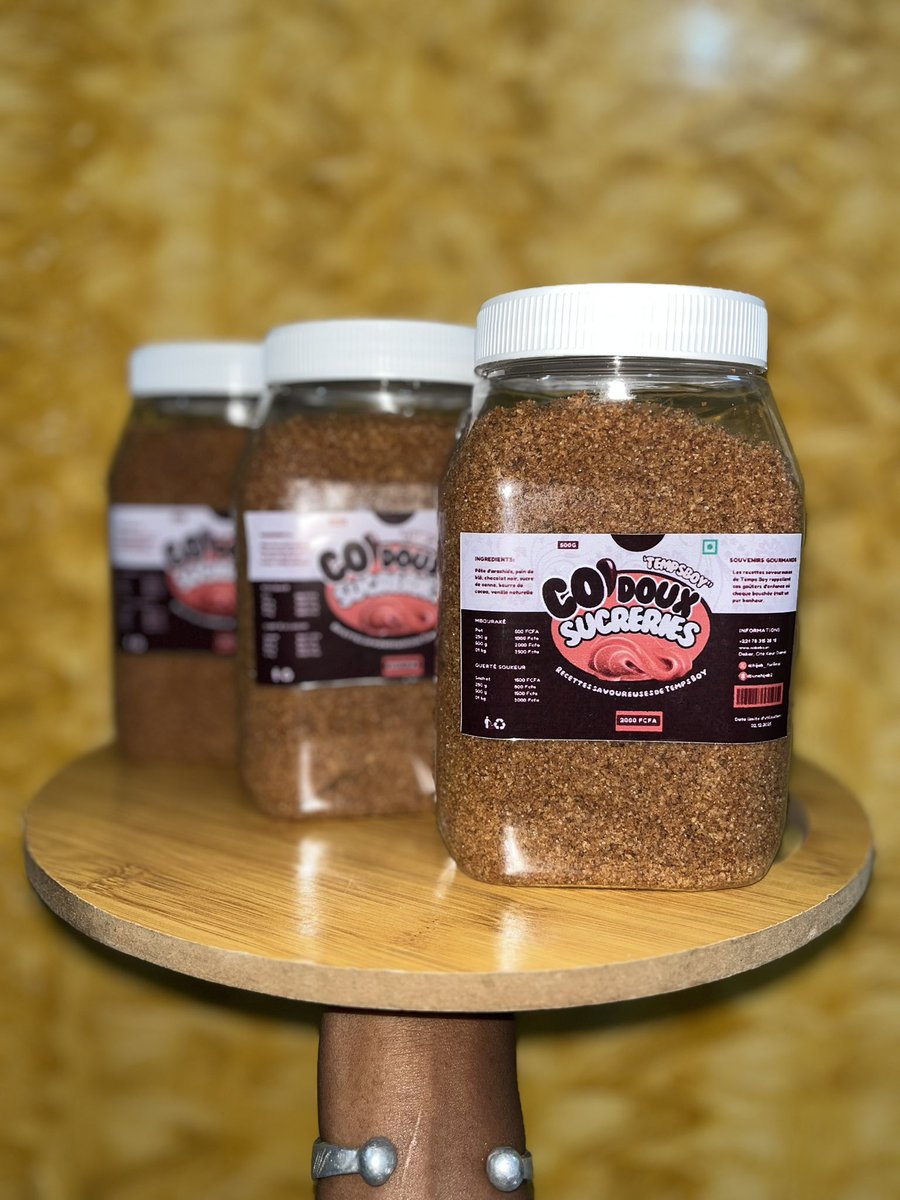 Co’Doux Sucreries🤎

Je mets un point d’honneur à allier qualité, saveur et originalité dans chacune de mes productions.
Je veux offrir à chacun l'opportunité de revivre un souvenir d'enfance, dans un sachet ou un pot bien présenté, propre et moderne.

#Sonatel40ans