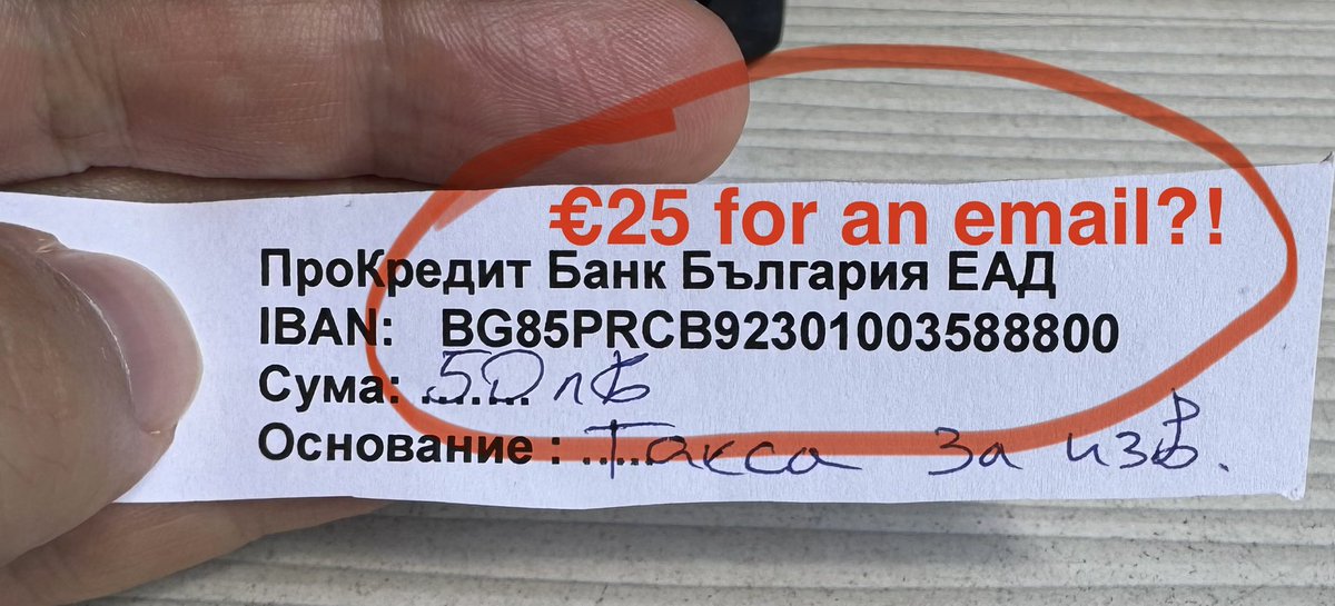 Ex-<a href="/procreditbank/">ProCredit Bank</a> here: 

Want your balance? Trek to their one building in all of Bulgaria, queue for the single guy at desk, then choose:
 - pay 50 BGN/25 EUR for a 7-day email wait (proof below)
 - beg for a printout like it’s 1999. 

Banking or medieval quest? 😤