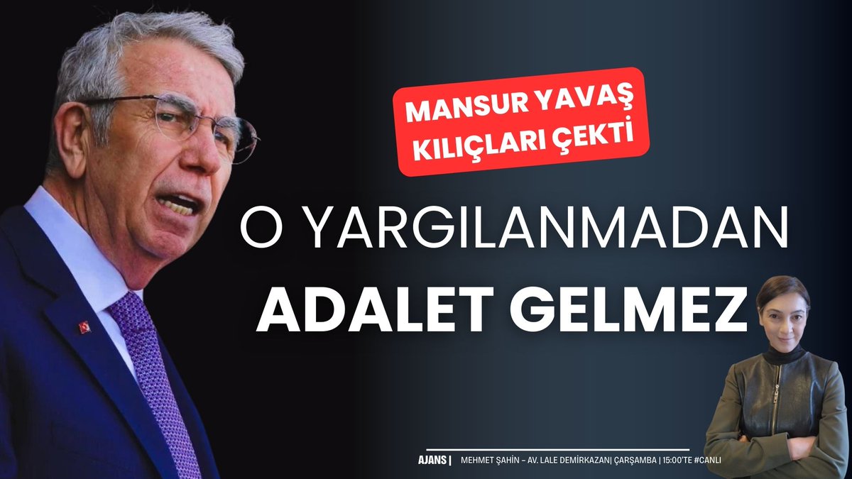 Mansur Yavaş kılıçları çekti:

O yargılanmadan adalet gelmez

Şikayetler hep aynı bilirkişi

Gonk çalana 41 milyon TL

<a href="/takionster/">Mehmet Şahin</a> ve Av. Lale Demirkazan <a href="/OrionEmpress/">Lale Demirkazan 🌱🖖</a> ile #Ajans #CanlıYayın

youtube.com/live/I9kyEa3BG…