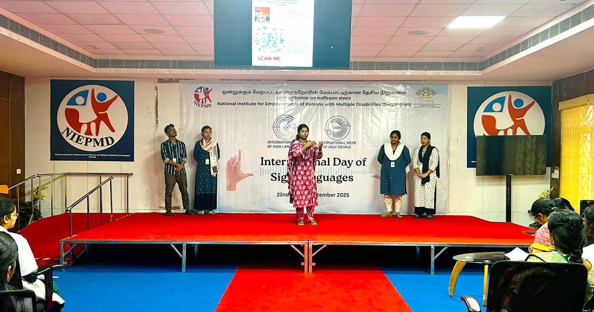 NIEPMD's tweet image. NIEPMD (D) celebrated 'International Day of Sign Languages' on 23 September 2025, to raise awareness on importance and learning of 'Sign Language' under the theme 'No Human Rights Without Sign Language Rights'.

#InternationalDayofSignLanguages

@socialpwds