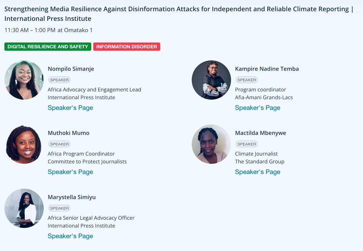 Join IPI at #FIFAfrica25 at 11:30 (SAST) on September 25, 2025, in Windhoek, Namibia, at our event as we discuss “Strengthening media resilience against disinformation attacks for independent and reliable climate reporting.” 
See the full agenda here: 
internetfreedom.africa/fifafrica-agen…