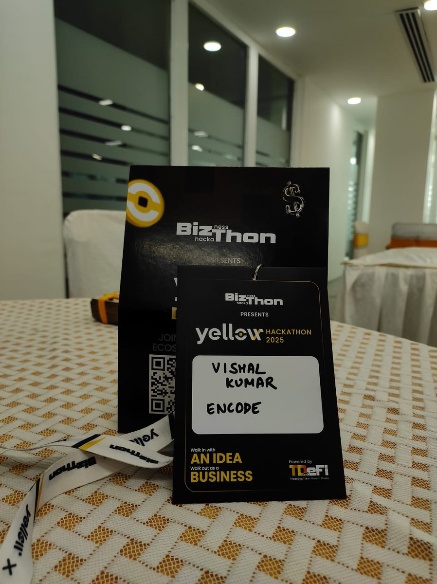 Excited to pitch Revatix at #BizThon × #YellowNetwork Hackathon 2025! Instant VAT refunds &amp; global payroll with gasless state channels &amp; AI, powered by Yellow SDK. Live in Delhi now.#YellowHackathon <a href="/Yellow/">Yellow</a> <a href="/BizthonOfficial/">BizThon | Global Business Hackathon</a>