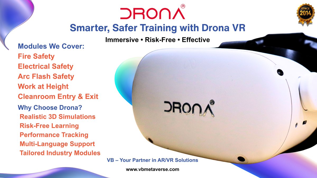 TheGroupVB's tweet image. Workplace Safety with VR

Drona VR by VB Metaverse offers immersive training for Fire, Electrical, Heights, SOPs &amp;amp; more.
Safe, engaging, and scalable — train smarter, protect your team.

vbmetaverse.com
#MetaForWork #WorkplaceSafety #DronaVR #VBMetaverse #SafetyFirst