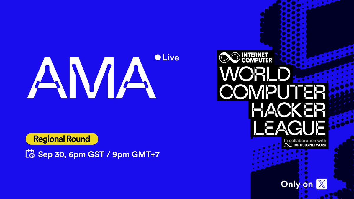 The Regional Round of #WCHL25 is coming to an end.
We invite you to join our AMA session ahead of the regional finals!
📅 When? - September 30
🕕 Time: 6 PM GST / 9 PM GMT+7 / 4:00 PM Kyiv
📍 Where? - <a href="/ICPHUBS/">ICP HUBS NETWORK</a> 
See you at the AMA!