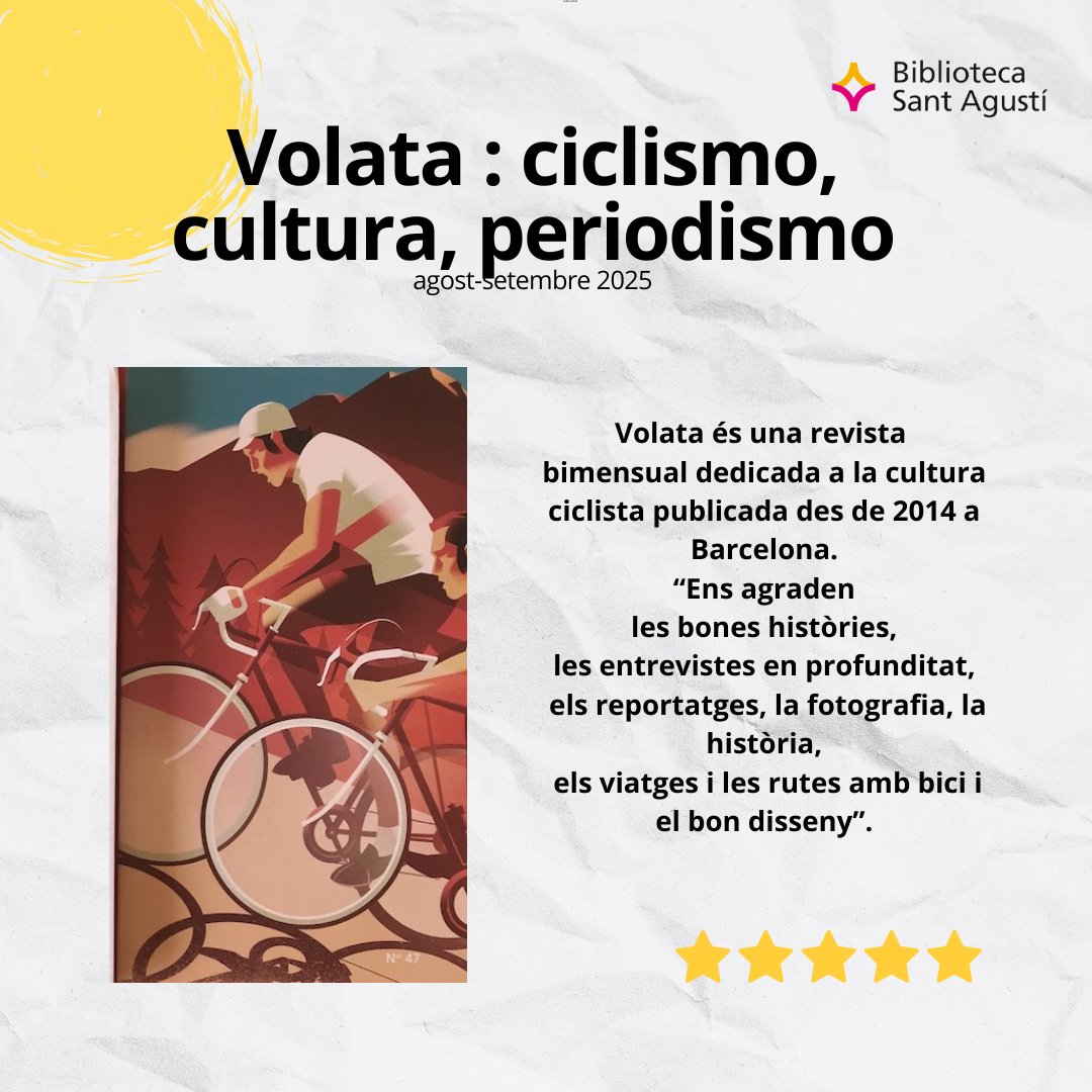 #Recomanaciódeldia “Volata, núm. 47, agost-setembre 2025” 
#biblioteca #lecturarecomanada #revista #quèfemalesbiblios <a href="/ajlaseu/">Ajuntament de la Seu d'Urgell</a> #culturalaseu <a href="/bibliotequeslle/">Biblioteques Lleida</a> <a href="/bibliotequescat/">Biblioteques</a>