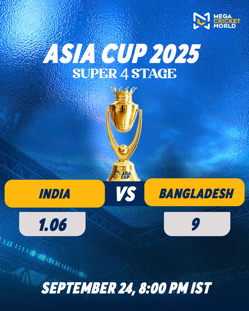 mcworldsocial's tweet image. The battle is heating up! 🔥 With the odds for IND vs BAN now out, fans everywhere are making their calls. Which way are you leaning in this high-stakes contest?

mcwlnk.co/no0k

#bettingsports #bestperformance #winnerscircle #AsiaCup #predictions #bettingtitps