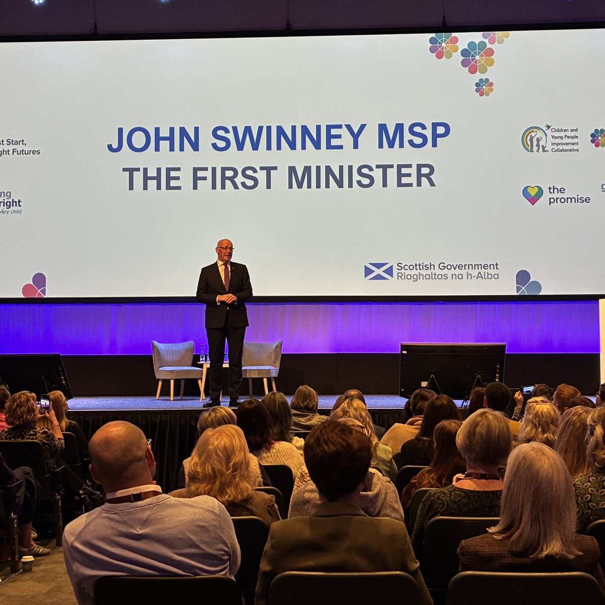 officialSOSCN's tweet photo. Opening address @JohnSwinney Looking forward to an inspiring day connecting and gaining knowledge on working together at Whole Family Support event in @SECGlasgow https://t.co/avY6QiTkv0