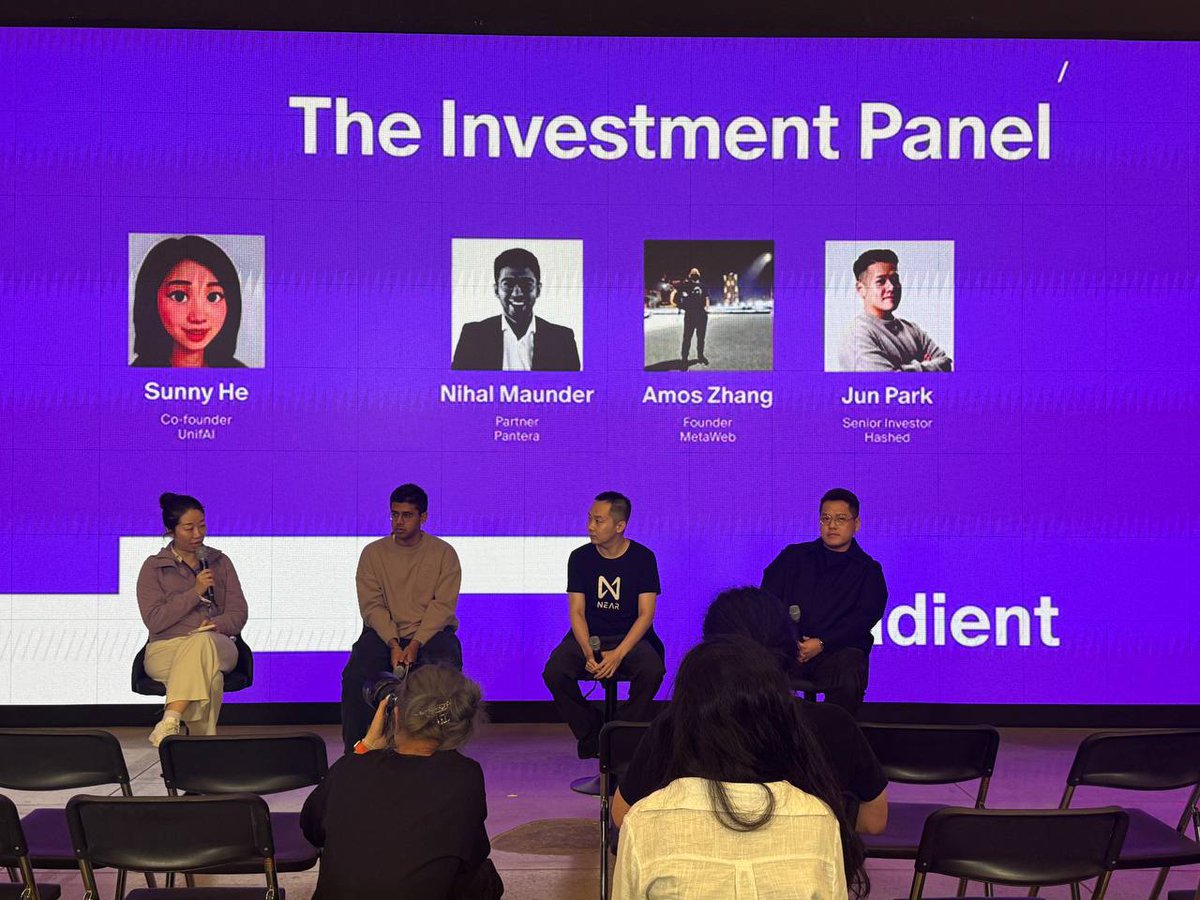 Gradient_HQ's tweet image. And finally the Investment Panel

The panel of investors covered shifts in crypto×AI investing since 2023, what excites them now, and strategies for founders aiming to bridge crypto-native and broader AI ecosystems.

Featuring: 
-Sunny He @sunny_unifAI, Co-founder @unifainetwork…