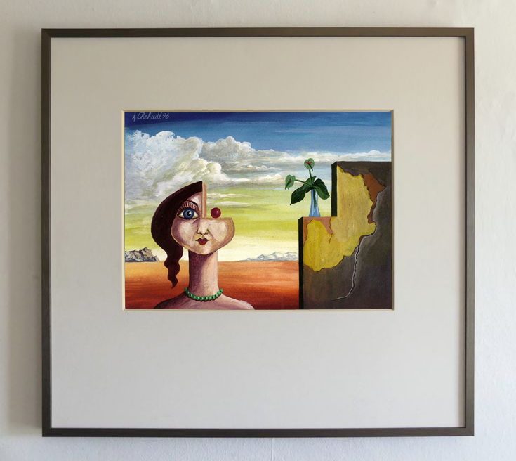 ChehadeAssaad's tweet image. Truth—at its most basic level—is a human fact; even what is called scientific truth is, in reality, human because it originates from human logic. Only the absolute belongs outside of man.

-Formalist Confusion (1), 1996. Gouache on paper.