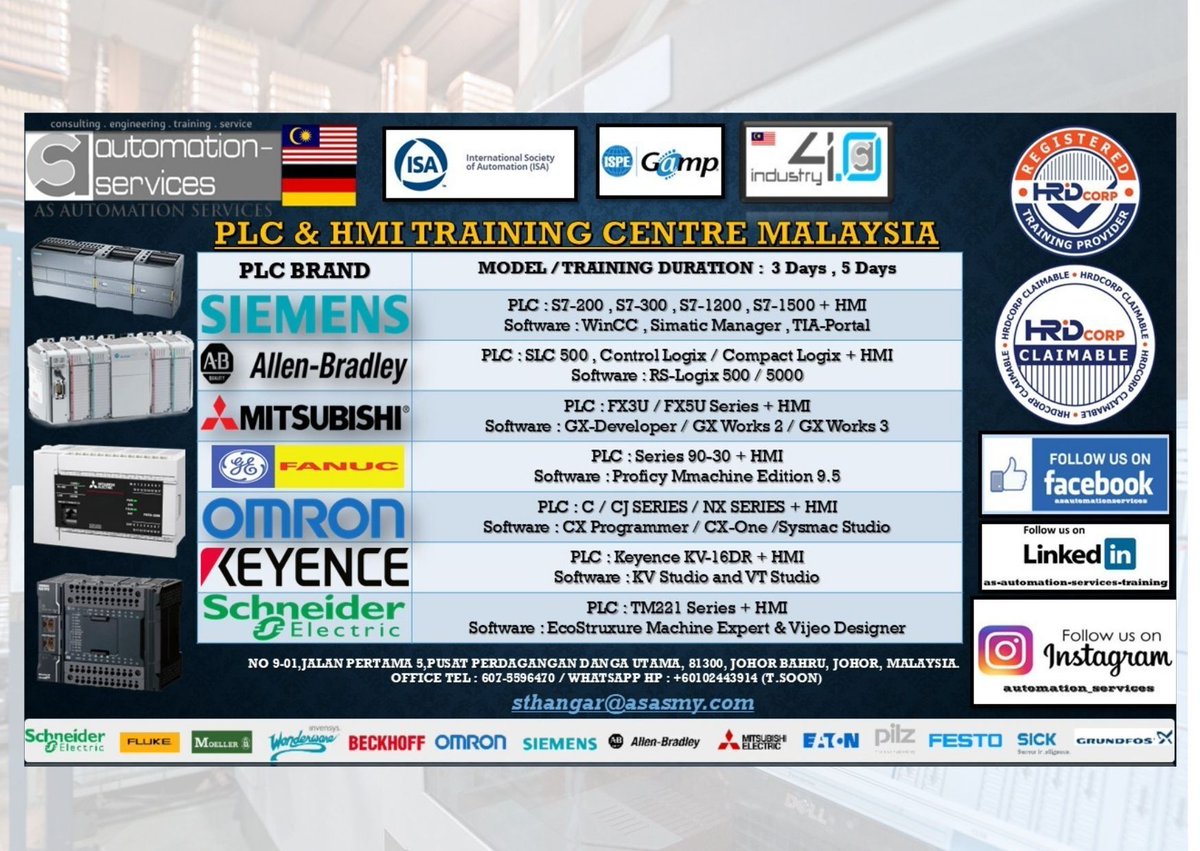 10-day #HandsOnTraining for #AllenBradley + #SiemensPLC now completed. Included #RSLogix5000, #TIA18, #CompactLogix, #FunctionBlock, and more. Fully HRDCorp-eligible. #AutomationMY engineers welcome. RFQ:

asasmy.com/request-quotat…