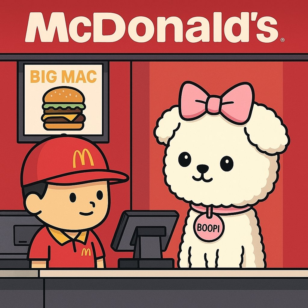 Hey, I remember you, you were part of the $BOOPI community, but it looks like you sold your bag of tokens and went back to a 9-5 job.

Can I order one BigMac menu please.