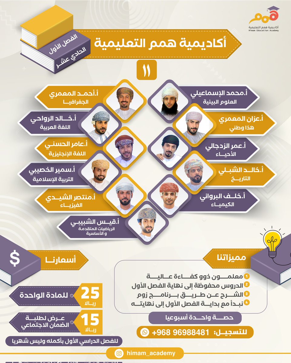 himam_academy's tweet photo. بداية التفوّق تبدأ من "همم"
انضم إلى #أكاديمية_همم_التعليمية في دورتها للفصل الدراسي الأول وابدأ مشوارك نحو التميّز مع نخبة من المعلمين الأكفّاء 👨‍🏫
ضع هدفك وارتقِ به، فـ"همّتك طريقك للمجد"!
همم ترقى 🪜 سلم المجد https://t.co/W9bsj0DW2H