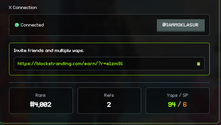 Moklasur Rahman l KGeN (@iammoklasur) on Twitter photo gStrand
My status in <a href="/blockstranding/">Block Stranding</a>
Rank : 4002
Refs : 2
Yaps : 94
SP : 6
can i go top 500?
BTW today's status is because of you, thanks for your supporting for $STRAND #CryptoGaming #Game #blockstranding #magiceden gStrand
My status in <a href="/blockstranding/">Block Stranding</a>
Rank : 4002
Refs : 2
Yaps : 94
SP : 6
can i go top 500?
BTW today's status is because of you, thanks for your supporting for $STRAND #CryptoGaming #Game #blockstranding #magiceden