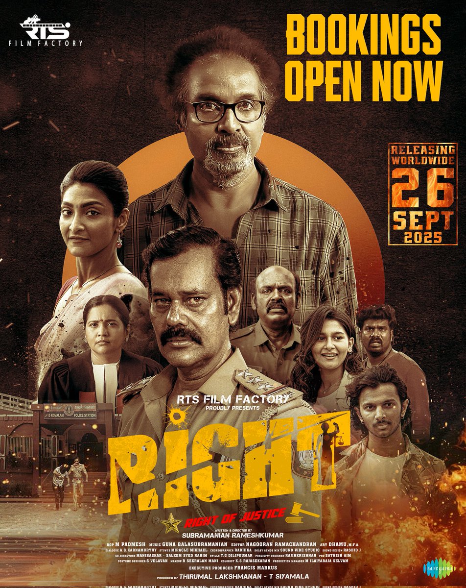 RTS_film's tweet image. Lights. Camera. ACTION. ⚡
Bookings for #RIGHT are OPEN, lock your seats today! 🎟️

#Justice

Booking Link 🔗 linktr.ee/RightMovie_

Directed by : #SubramanianRameshKumar

Produced by : @RTS_film

@iarunpandianc @natty_nataraj @iamAksharaReddy @Roshan_subash @rajinkrishnan