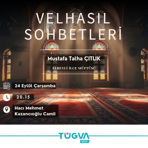 ✨ Velhasıl Sohbetleri Devam Ediyor! ✨

TÜGVA Kilis olarak her hafta düzenlediğimiz “Velhasıl Sohbetleri” programımız bu hafta da gönüllerimize huzur, ruhumuza ferahlık katmaya devam ediyor. 🌙

📅 Tarih: 24 Eylül Çarşamba
🕰 Saat: 20.15
📍 Yer: Hacı Mehmet Kazancıoğlu Camii