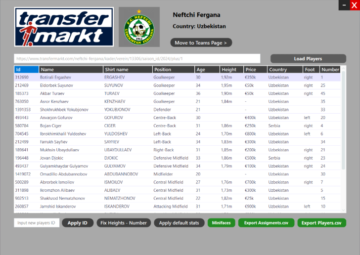 PesModding's tweet photo. 🚀 PES Transfermarkt Scraper – a WIP tool that auto-imports lower-division teams & players from Transfermarkt, applying randomized stats (60–75) with 25 position templates. Huge time-saver for PES editors! 🎮⚽ #PESModding https://t.co/hYOI6nwENB https://t.co/LBy6ukm6Le