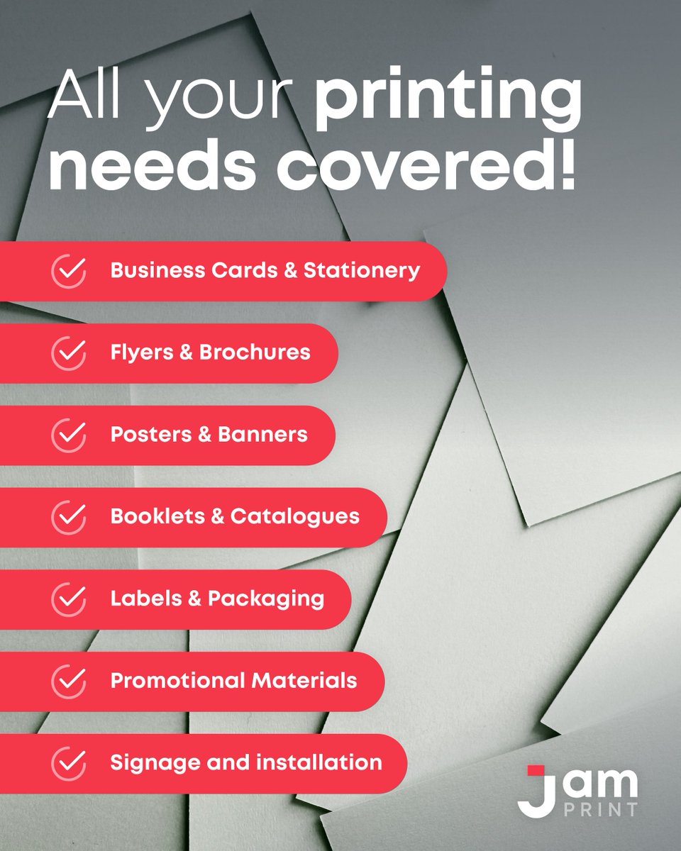 Jamprint's tweet photo. Whatever you need to print, Jamprint has you covered.

We deliver high quality results you can rely on, so let us take care of your printing needs. 

#Jamprint #PrintingSolutions #PrintSmart #BusinessPrinting https://t.co/ZFyxgiALJe