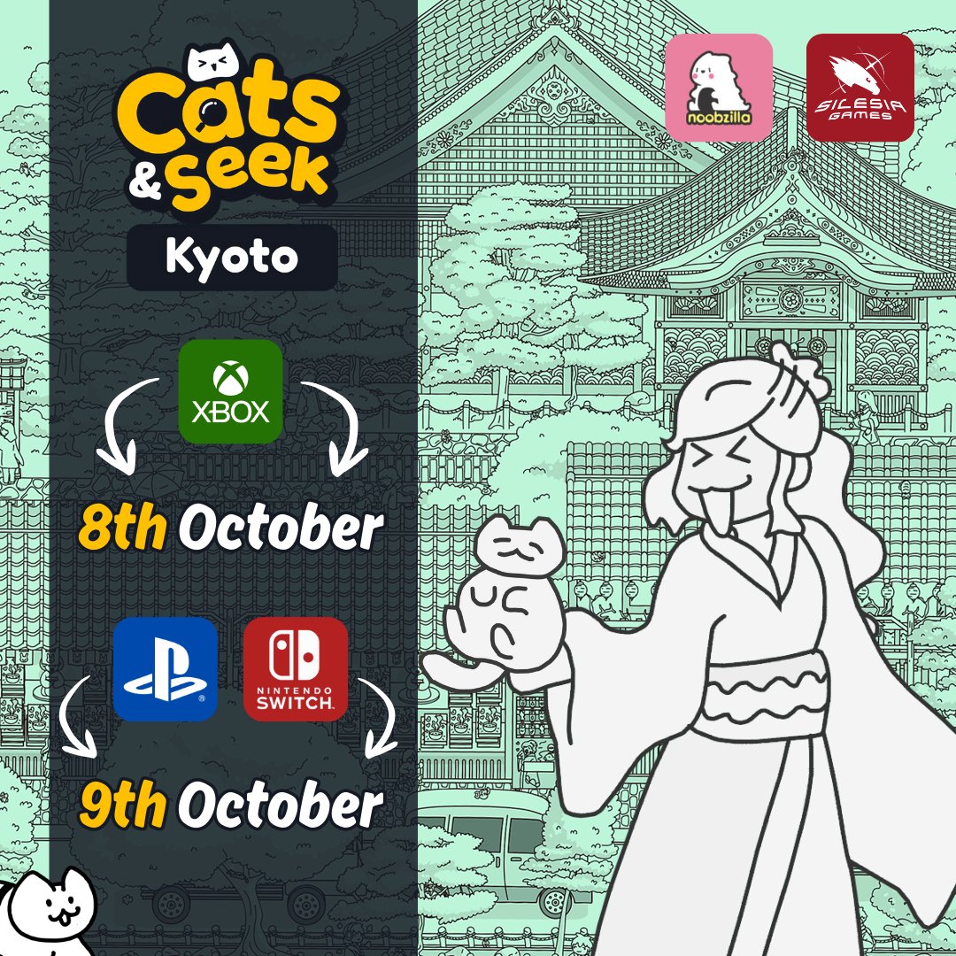 More cats? More Japan? You got this! 😼🌸
➖Cats &amp; Seek Kyoto launches October 8 on Xbox, and October 9 on PlayStation &amp; Nintendo Switch!

#gamer #GamingNews