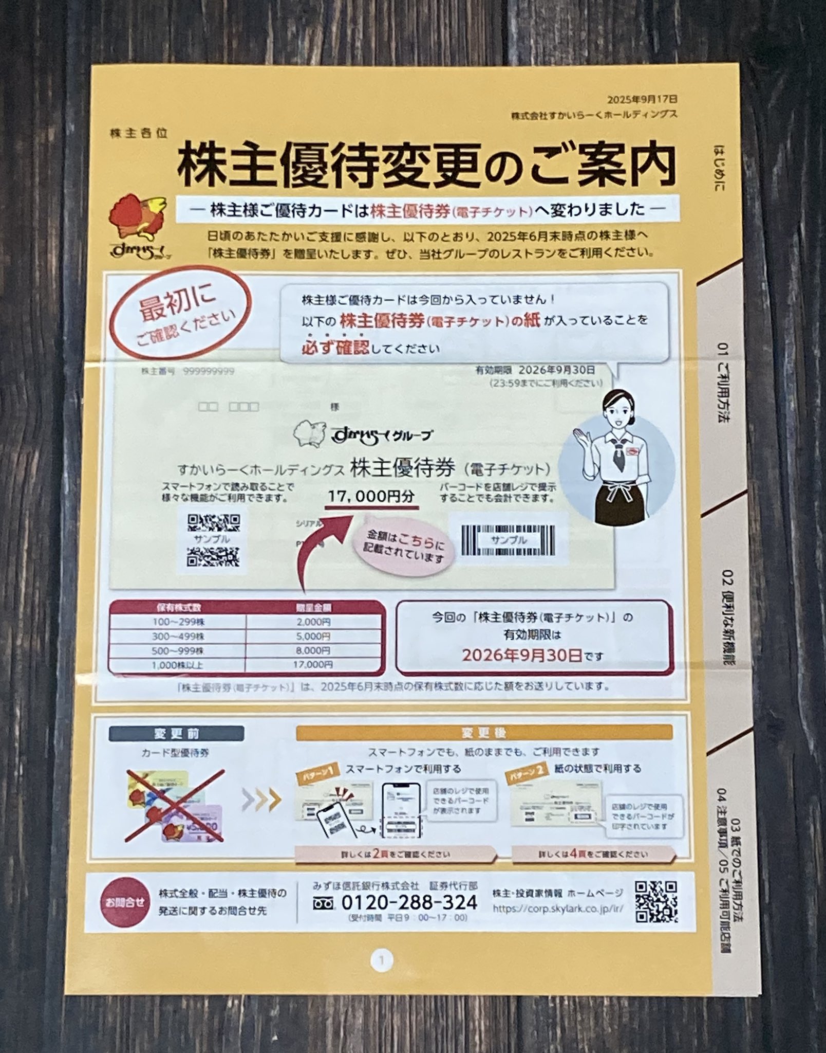 すかいらーく株主優待　17,000分 株主優待制度 | 株式情報 | 株主・投資家情報 | すかいらーく