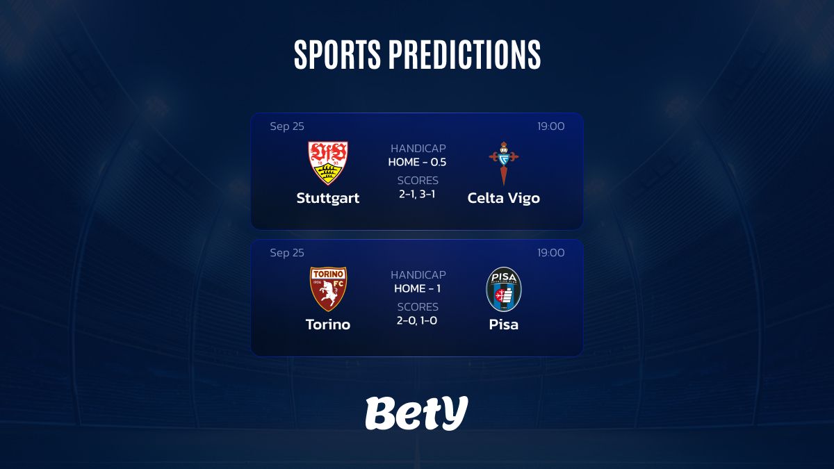 BetyGlobal's tweet image. ⚽️ September 25 Sports Predictions! ⚽️
🔥 Ride with BETY’s picks and level up your winning game!

💰 BETY Rewards:
✔️ Win → Grab up to $100 Bonus
✔️ Lose → Get 100% Compensation (up to $200)

Follow our prediction &amp;amp; win with BETY! 🚀🔥
⚽️ Play now - bet20ref.com/j361083c2