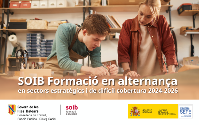 🔝Programa #SOIB Formació en alternança en sectors estratègics i de difícil cobertura. Combina formació teòrica i experiència pràctica remunerada en el marc del contracte de formació en alternança
ℹ️✍️ soib.es/informacio-i-o…

#SOIBSectorsEstratègics #FormacióSOIB #FeinaSOIB
➕👇